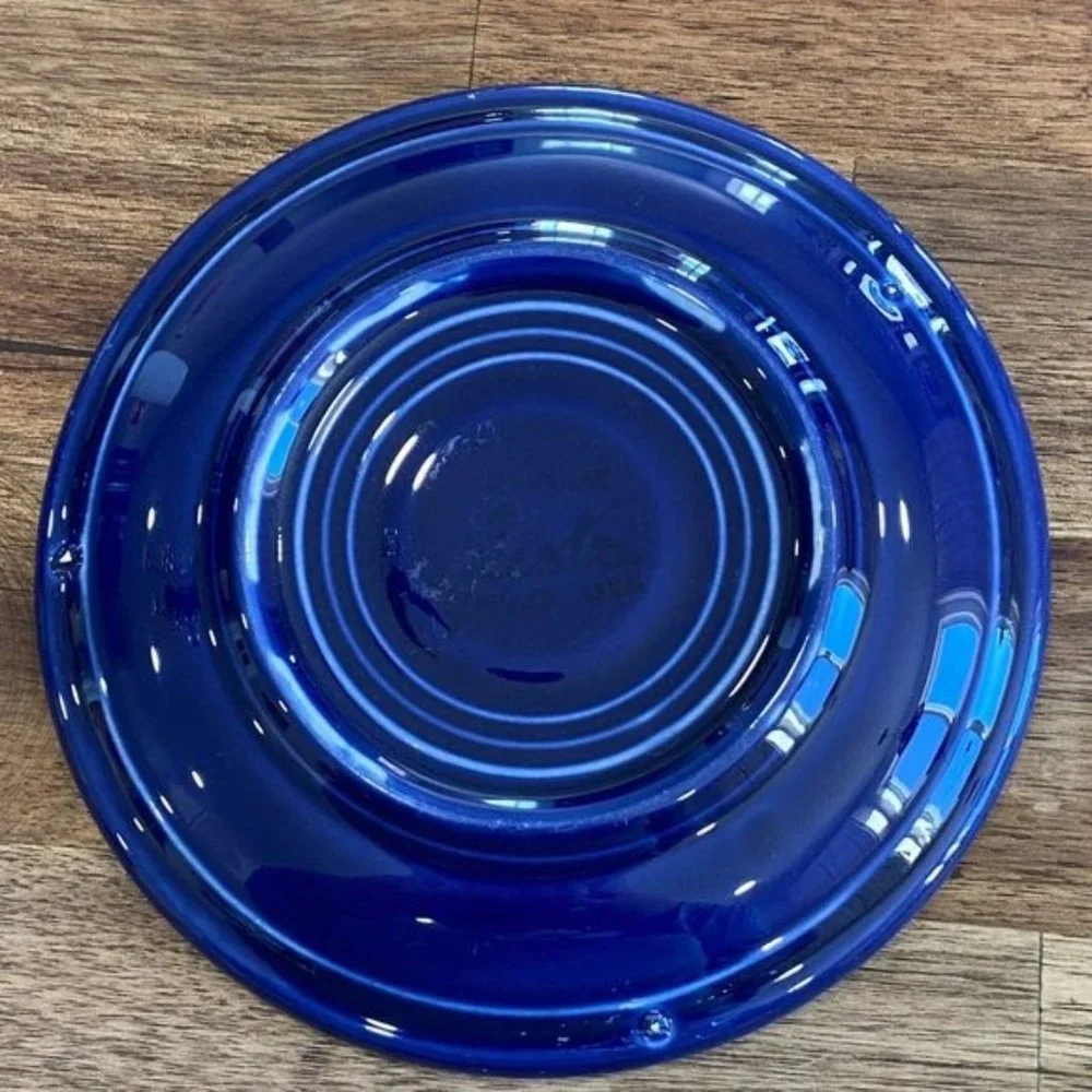 Fiestaware Vintage Mid Century Modern Dinnerware Cup Saucer Set Cobalt Blue